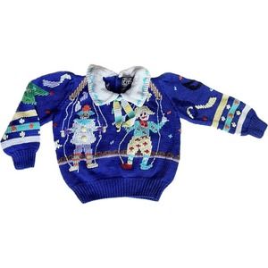 Berek Marta New York Clown Circus Party Wearable Art Blue Sweater Sz 6 Kids